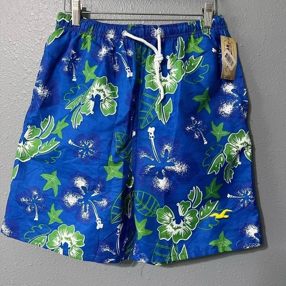 NWT Hollister Board Shorts Swim Trunks Short Caballero Hawaiian Tropical Sz XL - Picture 1 of 4